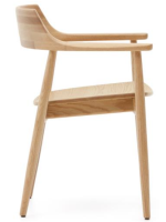 BUROMSKY chair with armrests in solid oak wood natural finish home design