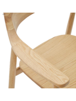 BUROMSKY Silla con reposabrazos en madera maciza de roble acabado natural diseño hogar