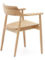 BUROMSKY Silla con reposabrazos en madera maciza de roble acabado natural diseño hogar