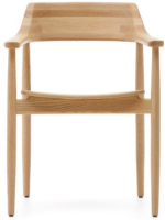 BUROMSKY Silla con reposabrazos en madera maciza de roble acabado natural diseño hogar