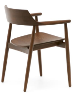 SIGNY chair with armrests in solid oak wood walnut finish home design