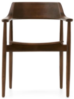 SIGNY chair with armrests in solid oak wood walnut finish home design