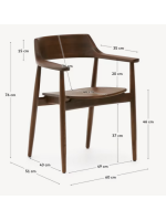 SIGNY chaise avec accoudoirs en bois de chêne massif finition noyer design maison