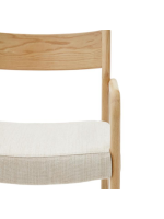 IMPERATORE sedia con braccioli sfoderabile in ciniglia beige e in legno massello di rovere finitura naturale design casa