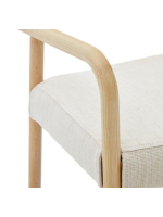 IMPERATORE sedia con braccioli sfoderabile in ciniglia beige e in legno massello di rovere finitura naturale design casa