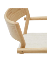IMPERATORE sedia con braccioli sfoderabile in ciniglia beige e in legno massello di rovere finitura naturale design casa