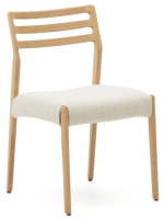 OVAKA sedia sfoderabile in ciniglia beige e in legno massello di rovere finitura naturale design casa