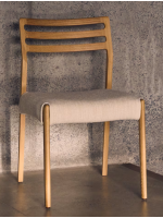 OVAKA sedia sfoderabile in ciniglia beige e in legno massello di rovere finitura naturale design casa