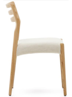 OVAKA sedia sfoderabile in ciniglia beige e in legno massello di rovere finitura naturale design casa