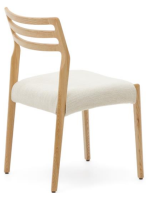 OVAKA sedia sfoderabile in ciniglia beige e in legno massello di rovere finitura naturale design casa