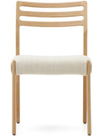 OVAKA sedia sfoderabile in ciniglia beige e in legno massello di rovere finitura naturale design casa
