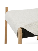 OVAKA Silla con funda desenfundable en chenilla beige y madera maciza de roble acabado natural diseño hogar