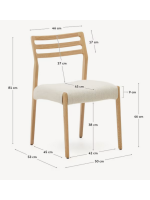 OVAKA sedia sfoderabile in ciniglia beige e in legno massello di rovere finitura naturale design casa