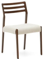 MOE chair with removable cover in beige chenille and solid oak wood walnut finish home design