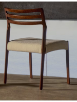 MOE sedia sfoderabile in ciniglia beige e in legno massello di rovere finitura noce design casa