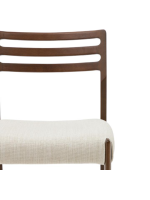 MOE sedia sfoderabile in ciniglia beige e in legno massello di rovere finitura noce design casa
