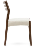 MOE sedia sfoderabile in ciniglia beige e in legno massello di rovere finitura noce design casa