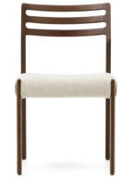 MOE Silla con funda desenfundable en chenilla beige y madera maciza de roble acabado nogal diseño hogar