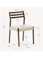 MOE sedia sfoderabile in ciniglia beige e in legno massello di rovere finitura noce design casa