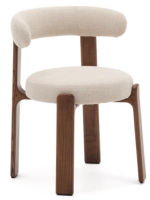 BAJONNOJ chair in beige chenille-effect fabric and legs in solid ash wood with walnut finish