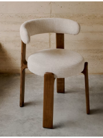 BAJONNOJ chair in beige chenille-effect fabric and legs in solid ash wood with walnut finish