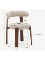 BAJONNOJ chair in beige chenille-effect fabric and legs in solid ash wood with walnut finish