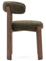 DARSA Silla en tejido efecto chenilla verde y patas en madera maciza de fresno con acabado nogal