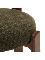 DARSA Silla en tejido efecto chenilla verde y patas en madera maciza de fresno con acabado nogal