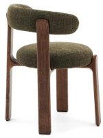 DARSA Chaise en tissu effet chenille vert et pieds en frêne massif finition noyer