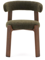 DARSA chair in green chenille-effect fabric and legs in solid ash wood with walnut finish