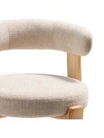 KRAB stool 65 or 75 cm in beige chenille effect fabric and legs in solid natural ash wood
