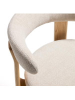 KRAB tabouret 65 ou 75 cm en tissu effet chenille beige et pieds en frêne massif naturel