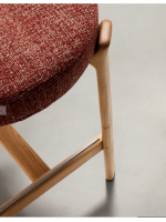 GRIGA sgabello h 65 o 75 cm in tessuto effetto ciniglia terracotta e gambe in legno massello di frassino naturale design