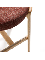 GRIGA sgabello h 65 o 75 cm in tessuto effetto ciniglia terracotta e gambe in legno massello di frassino naturale design
