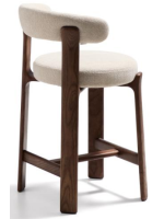 MALYI Hocker H 65 oder 75 cm aus beigem Stoff mit Chenille Effekt und Beinen aus Eschenholz mit Walnuss Finish