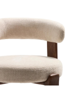 MALYI Hocker H 65 oder 75 cm aus beigem Stoff mit Chenille Effekt und Beinen aus Eschenholz mit Walnuss Finish
