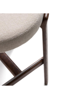 MALYI Hocker H 65 oder 75 cm aus beigem Stoff mit Chenille Effekt und Beinen aus Eschenholz mit Walnuss Finish