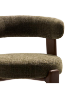 KAPICY taburete alto 65 o 75 cm en tejido efecto chenilla verde y patas en madera maciza de fresno con acabado nogal