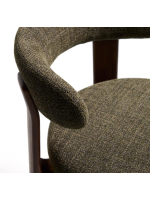 KAPICY sgabello h 65 o 75 cm in tessuto effetto ciniglia verde e gambe in legno massello di frassino finitura noce design