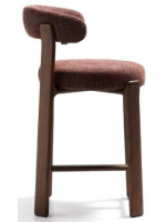 CURILI Hocker H 65 oder 75 cm aus braunem Stoff mit Chenille-Effekt und Beinen aus Eschenholz mit Walnuss Finish