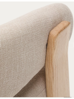 BOLSOY sillón en tejido efecto chenilla beige y patas en madera maciza de fresno natural