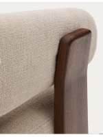 LYNCH armchair in beige chenille effect fabric and legs in solid ash wood with walnut finish