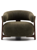 MORNINGTON sillón en tejido efecto chenilla verde y patas en madera maciza de fresno con acabado nogal