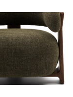 MORNINGTON Sessel aus grünem Stoff mit Chenille Effekt und Beinen aus Eschenholz mit Walnuss Finish