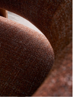 ENGLAND armchair in brown chenille effect fabric and legs in solid ash wood with walnut finish