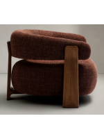 ENGLAND sillón en tejido efecto chenilla marrón y patas en madera maciza de fresno con acabado nogal