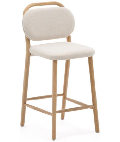 ALF stain resistant chenille stool choice of colour and solid oak structure