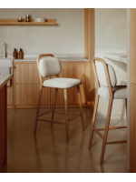 ALF in ciniglia antimacchia scelta colore e struttura in legno massello di rovere sgabello design