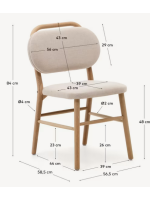 ALF chaise design en chenille avec traitement anti-taches coloris au choix et structure en bois de chêne massif