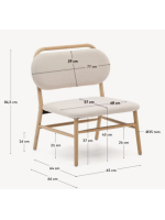 ALF fauteuil en chenille antitache choix de couleurs et structure en chêne massif